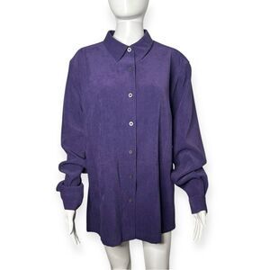 Vintage Classic Elements Shirt Womens XL Purple Faux Suede Relaxed Western Boho